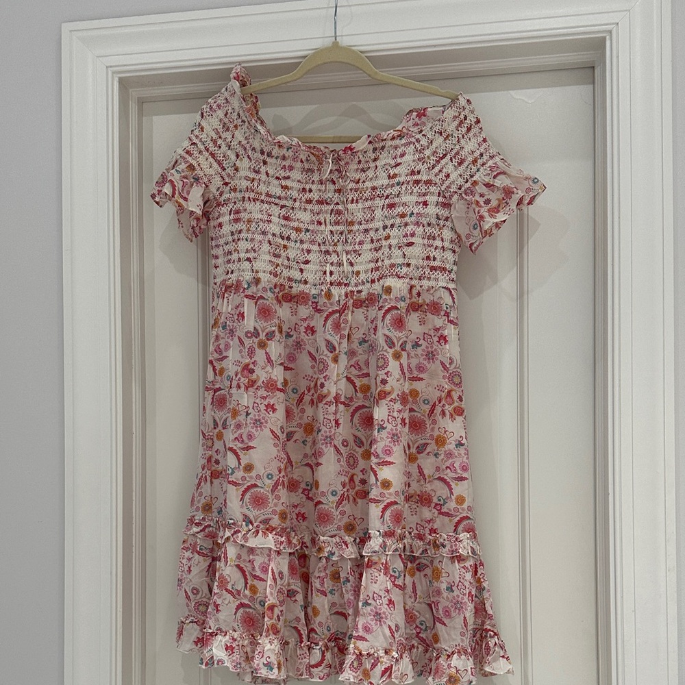 Odd Molly Pink Floral Off Shoulder Dress Size1